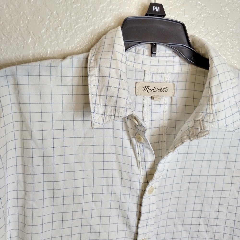Madewell Windowpane Ruffle-Side Button Down Shirt… - image 6